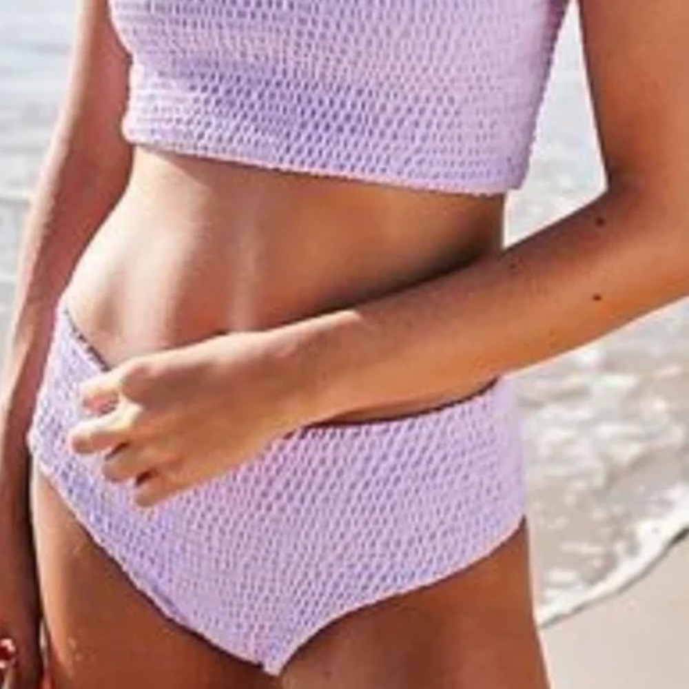 NWOT Free People X Aila Blue Smocked Bambi Bikini Bottoms in Pink Z537-23